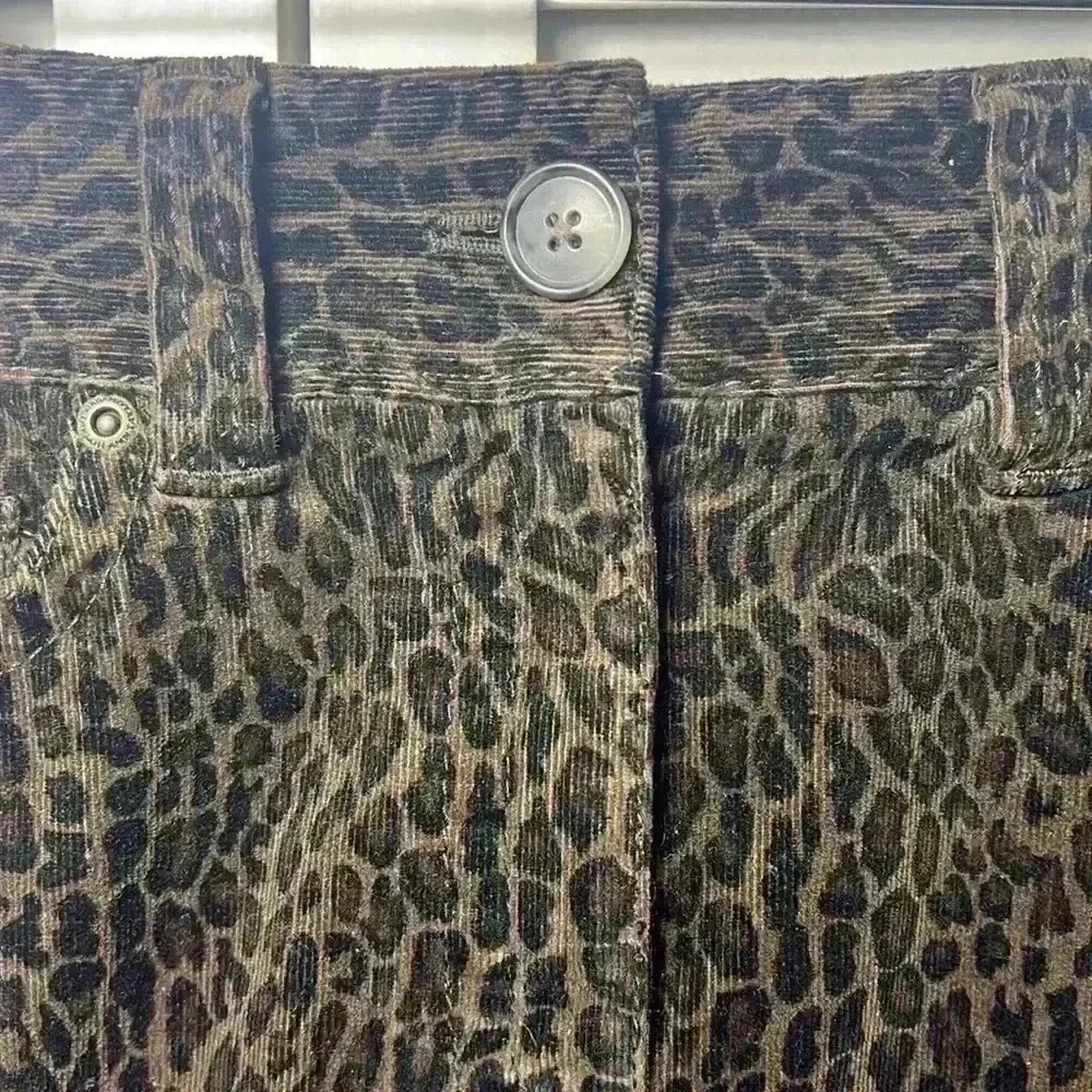 Ann Taylor Corduroy Leopard Print Stretch Pencil Skirt Size 6 Brown & Black
